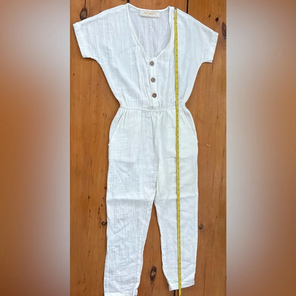 Jen’s Pirate Booty Free People Off-White Ivory Cotton Jumpsuit, Size Small (S) - Picture 9 of 10